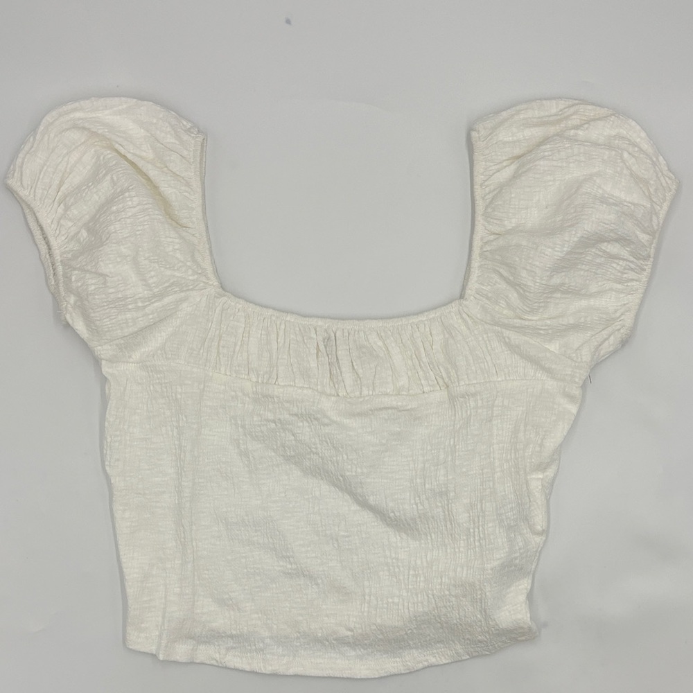 Billabong Puff Sleeve Textured Cropped Top